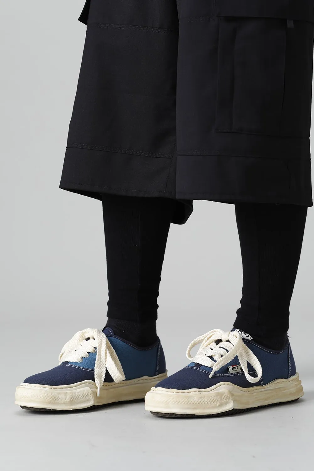 -BAKER- Over-dyed original sole canvas Low-Top sneakers Blue