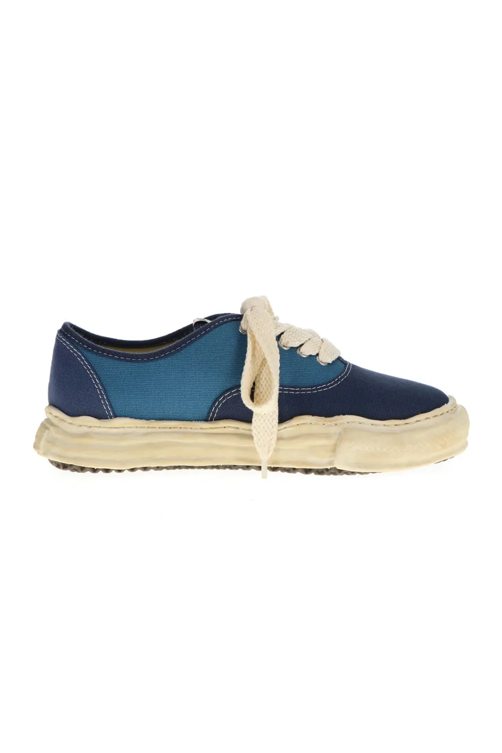 -BAKER- Over-dyed original sole canvas Low-Top sneakers Blue