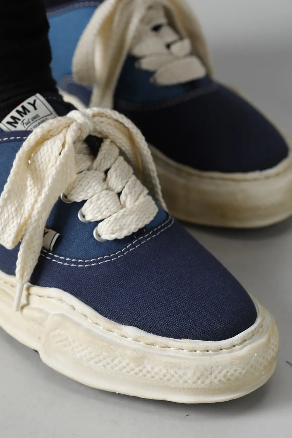 -BAKER- Over-dyed original sole canvas Low-Top sneakers Blue