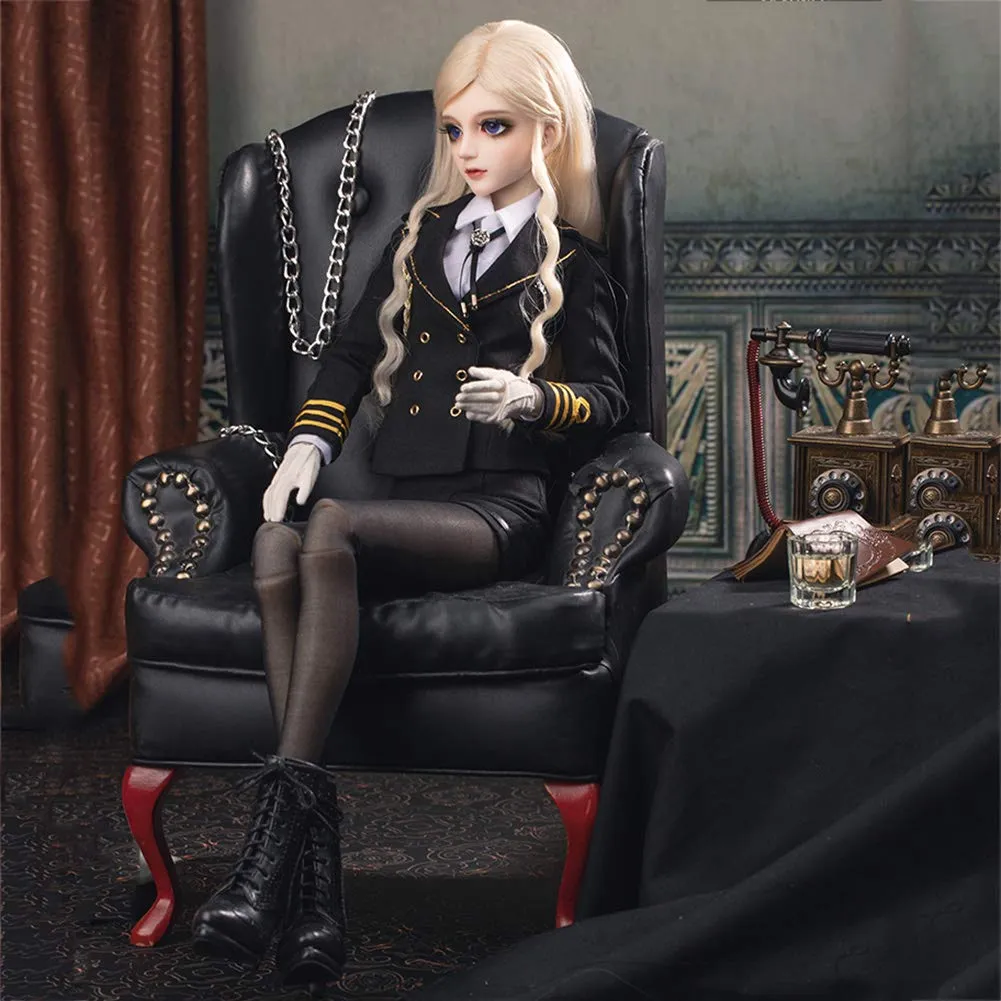1/3 BJD Ball Jointed Doll Toy with Full Set Clothes Shoes Wig, Girl Doll Playset, Birthday for Your Daughter & Girlfriends(Military Scarlet)
