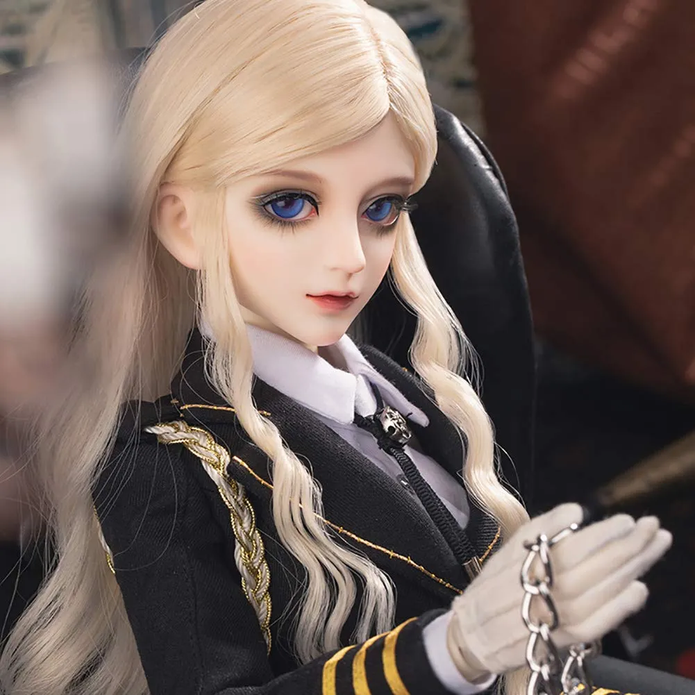 1/3 BJD Ball Jointed Doll Toy with Full Set Clothes Shoes Wig, Girl Doll Playset, Birthday for Your Daughter & Girlfriends(Military Scarlet)