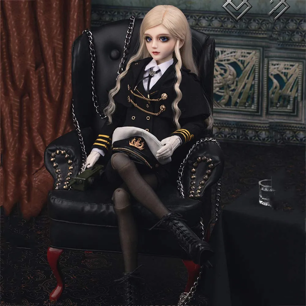1/3 BJD Ball Jointed Doll Toy with Full Set Clothes Shoes Wig, Girl Doll Playset, Birthday for Your Daughter & Girlfriends(Military Scarlet)