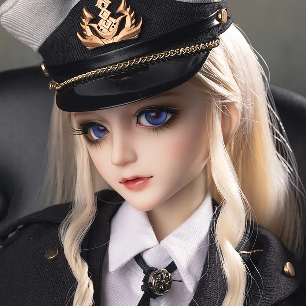 1/3 BJD Ball Jointed Doll Toy with Full Set Clothes Shoes Wig, Girl Doll Playset, Birthday for Your Daughter & Girlfriends(Military Scarlet)