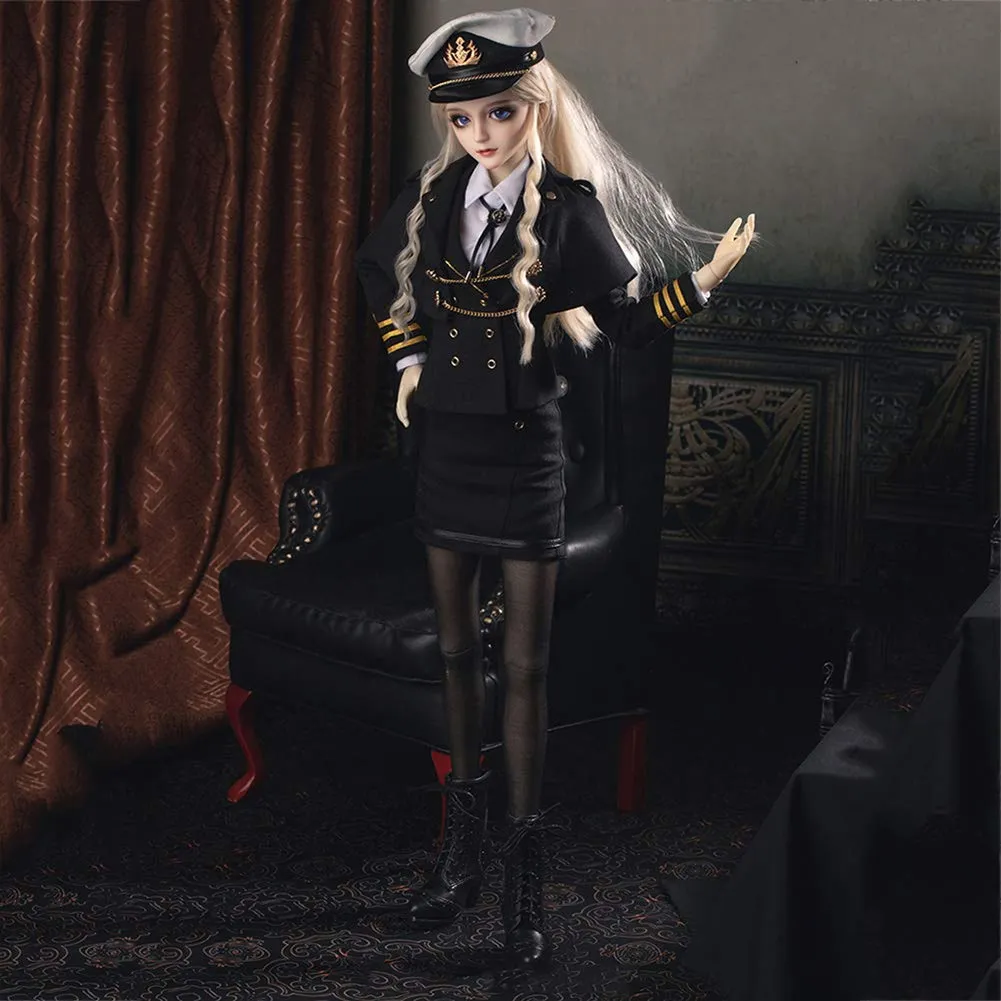 1/3 BJD Ball Jointed Doll Toy with Full Set Clothes Shoes Wig, Girl Doll Playset, Birthday for Your Daughter & Girlfriends(Military Scarlet)