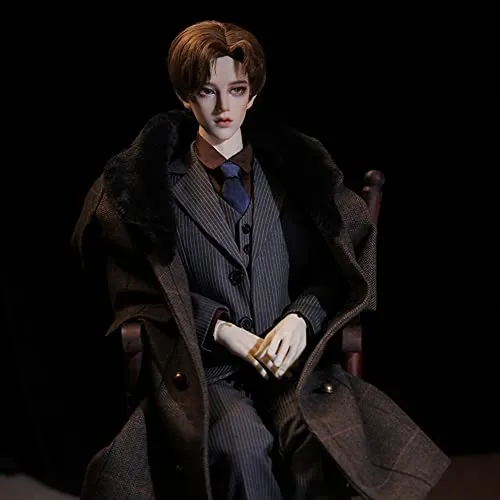 1/3 BJD Doll Handsome Boy SD Dolls Advanced Resin Ball Jointed Dolls with Full Suit   Fur Collar Coat   Leather Shoes   Short Hair   Tie, 100% Handcrafted