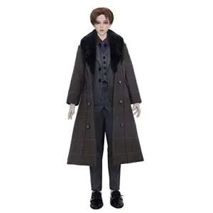 1/3 BJD Doll Handsome Boy SD Dolls Advanced Resin Ball Jointed Dolls with Full Suit   Fur Collar Coat   Leather Shoes   Short Hair   Tie, 100% Handcrafted