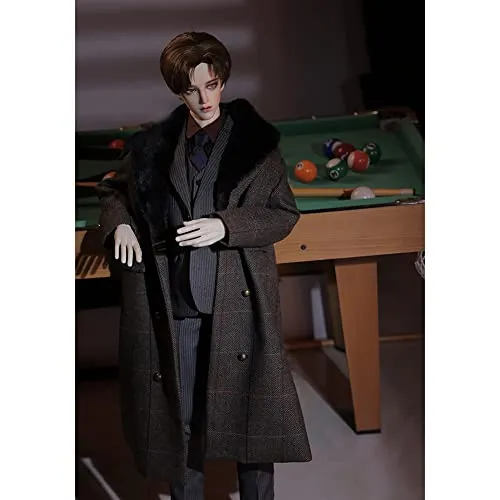 1/3 BJD Doll Handsome Boy SD Dolls Advanced Resin Ball Jointed Dolls with Full Suit   Fur Collar Coat   Leather Shoes   Short Hair   Tie, 100% Handcrafted