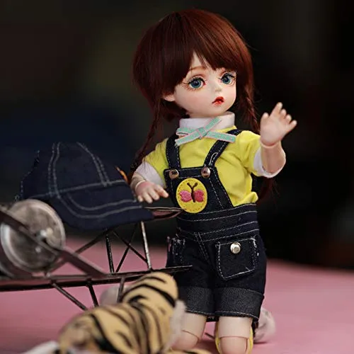 1/6 BJD Doll Full Set 30cm 11.81" Ball Jointed 100% Handmade Girl SD Dolls Toy Action Figure with Clothes Wigs Socks Shoes Makeup