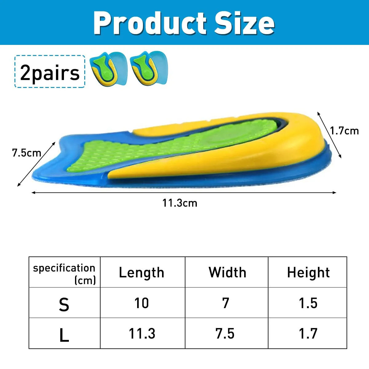 2 pairs of silicone gel heel pads, heel spur insoles, orthopedic heel cushions, soft gel insoles to relieve plantar fasciitis, heel spurs and Achilles pain (blue, L (40-45)) L (40-45) blue
