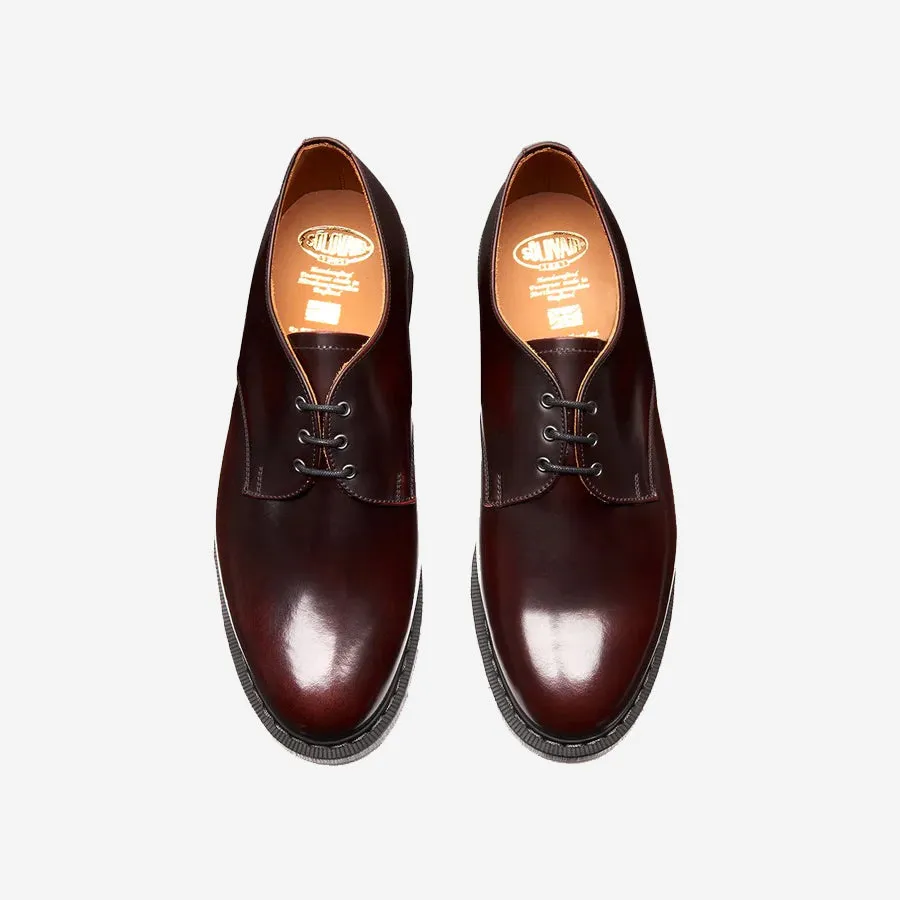 3 Eye Gibson Derby Shoe - Burgundy Rub Off Hi-Shine