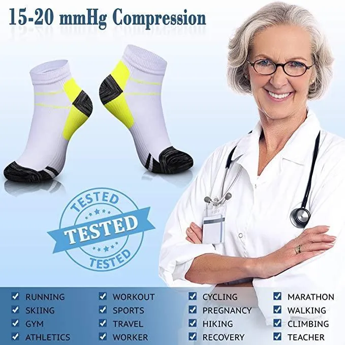 6 Pair Pro Ankle Compression Socks