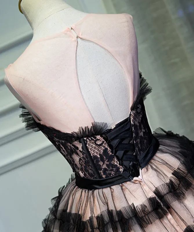A Line Sheer Neck Tulle Homecoming Dresses with Bowknot N1979
