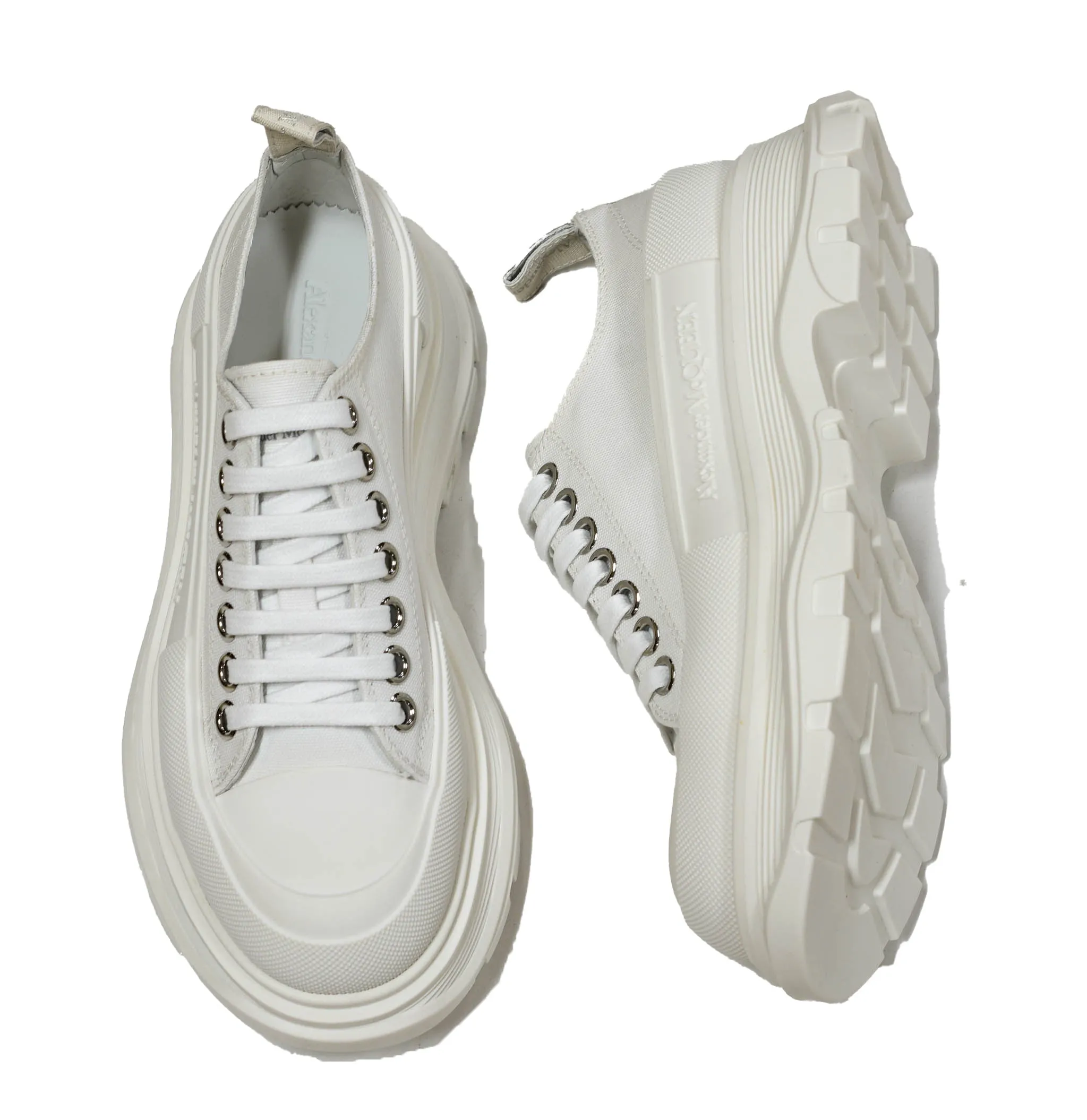 Alexander McQueen Women's White Canvas Sneakers 697072 30% OFF