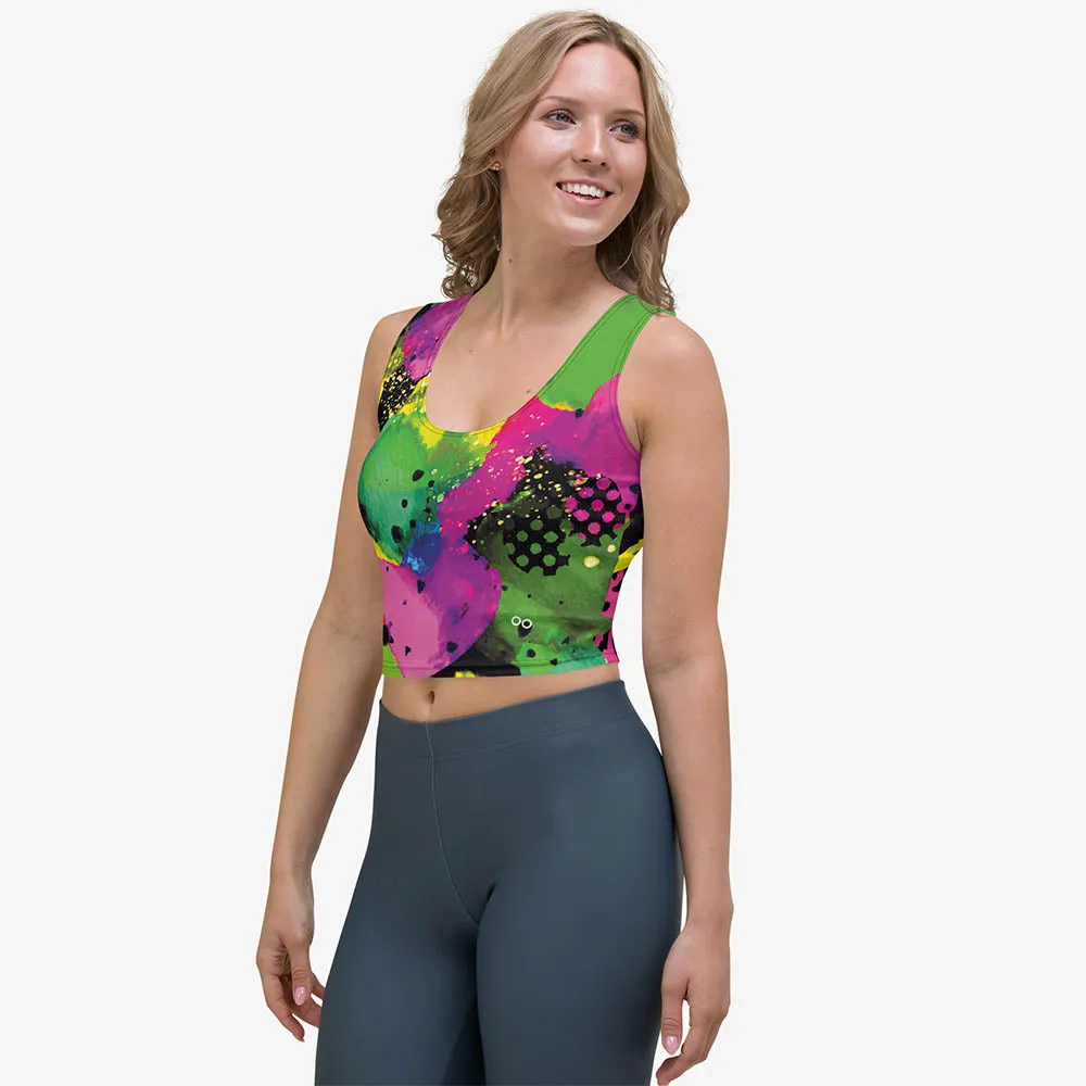 Animal Printed Crop Top "Wild Canvas" Green/Pink/Yellow