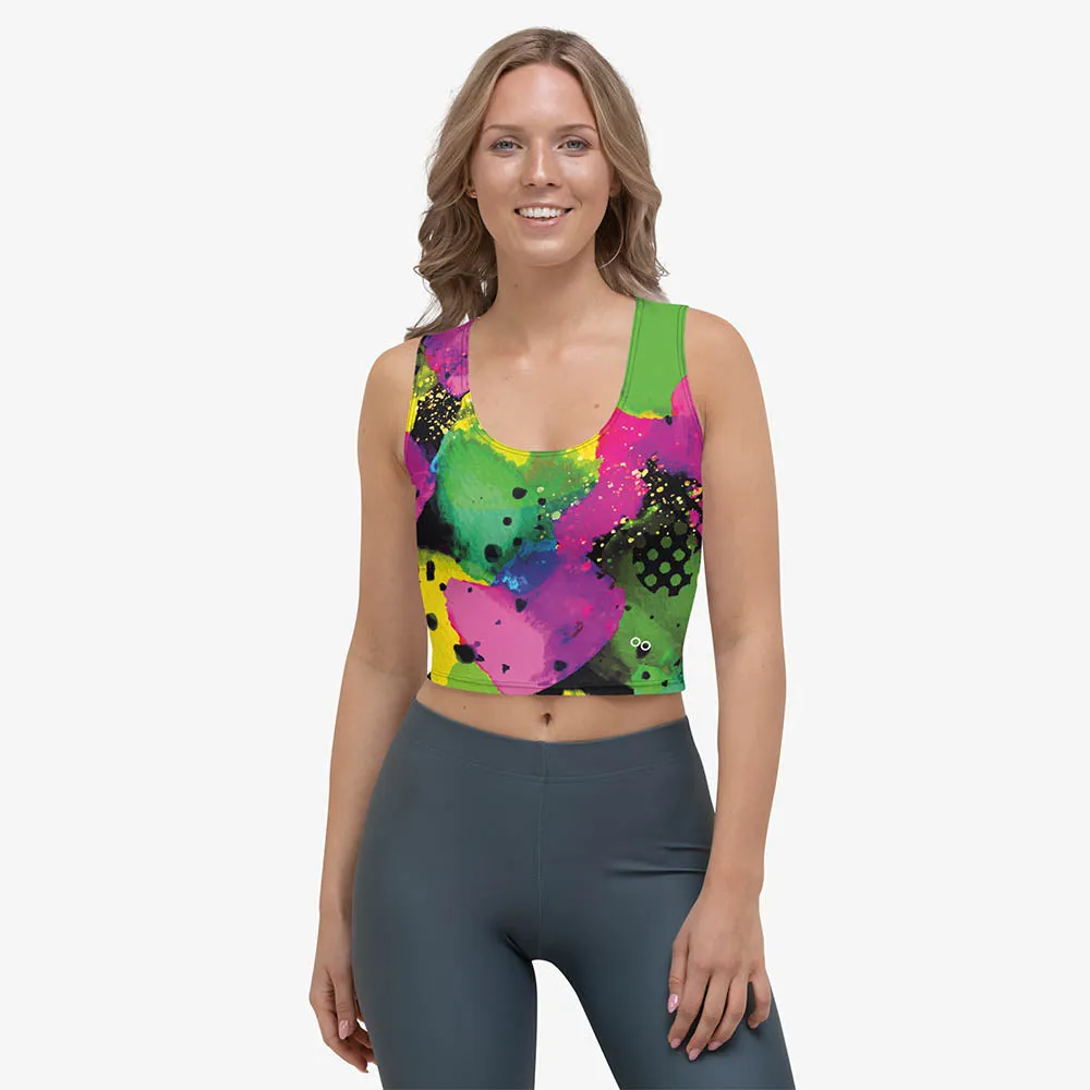 Animal Printed Crop Top "Wild Canvas" Green/Pink/Yellow
