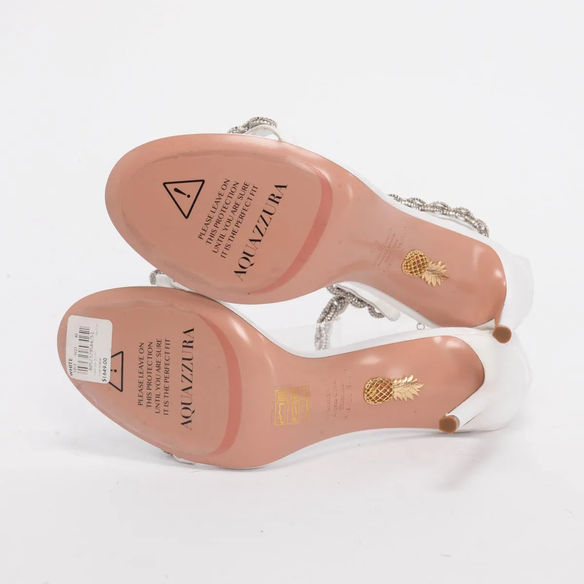 Aquazzura White Grosgrain Love Link Sandals 40