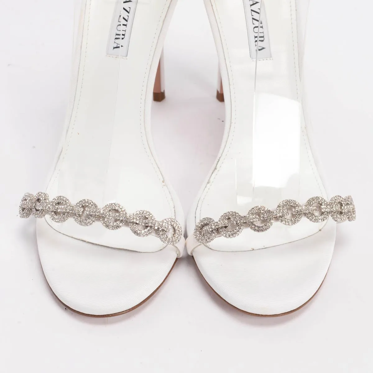 Aquazzura White Grosgrain Love Link Sandals 40
