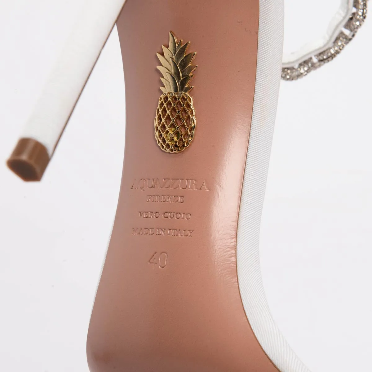 Aquazzura White Grosgrain Love Link Sandals 40