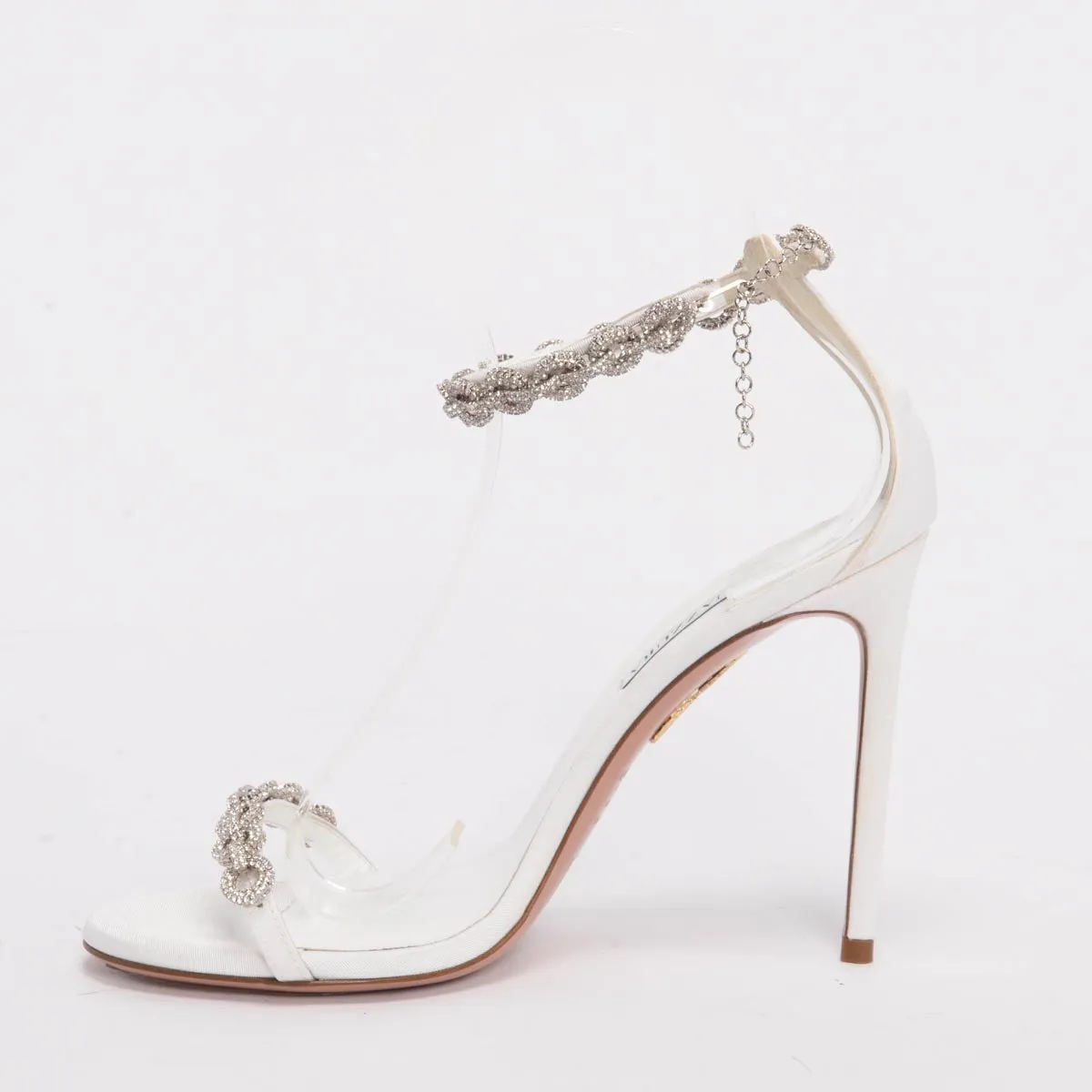 Aquazzura White Grosgrain Love Link Sandals 40