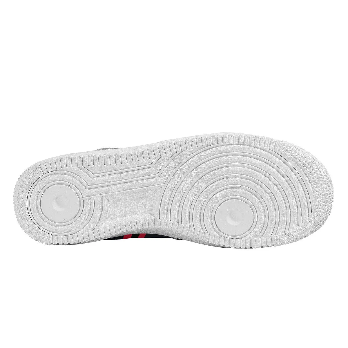 Black and Red with Football Stripes Unisex Air Force Sneakers