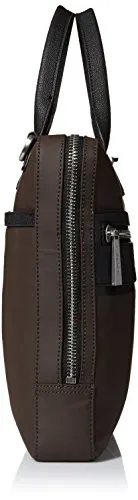 Calvin Klein Men'S Nylon With Saffiano Trim Slim Attache, Dark Chocolate Brown
