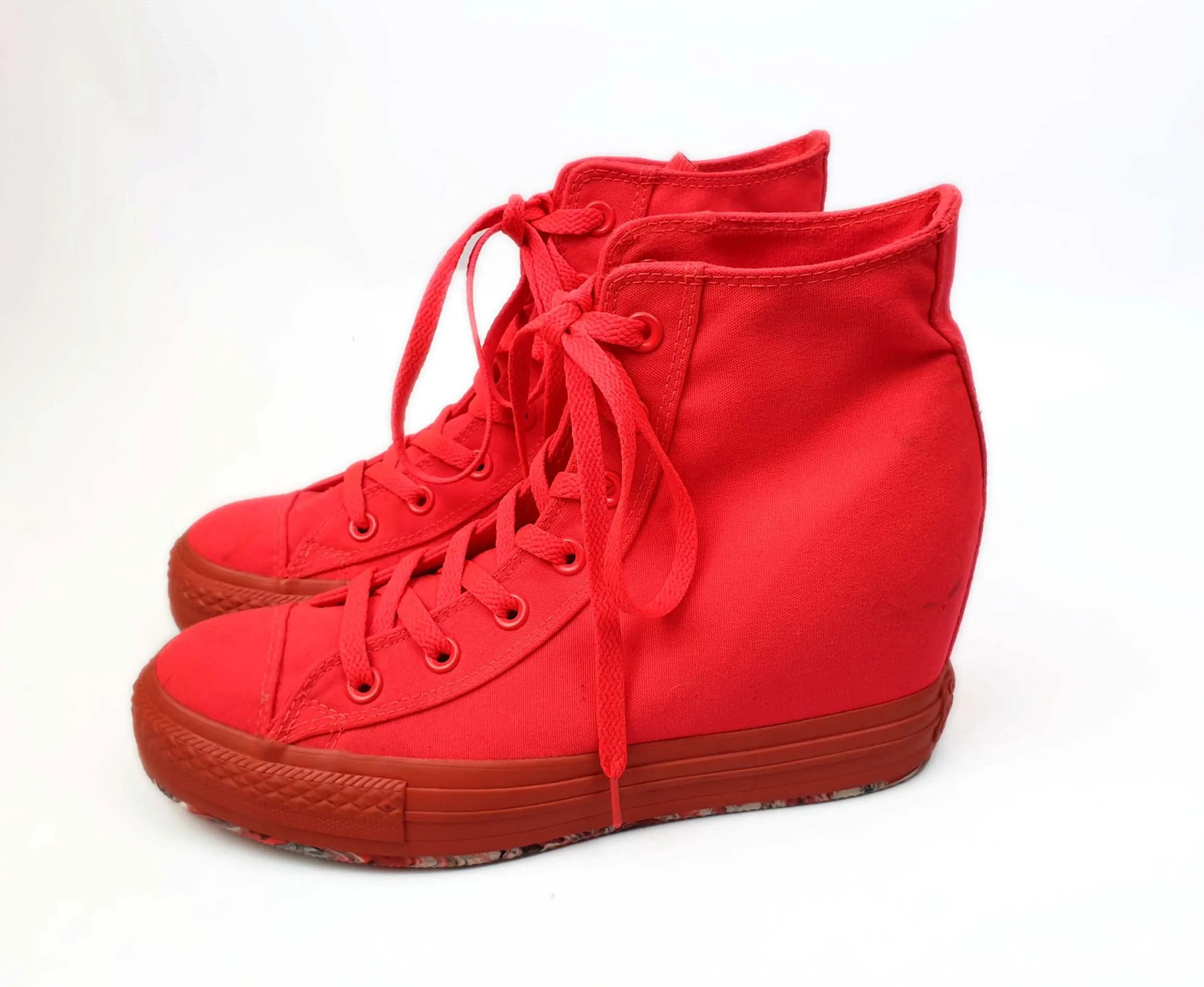 Converse All Star baby pink high top hidden wedge shoes size 41.5