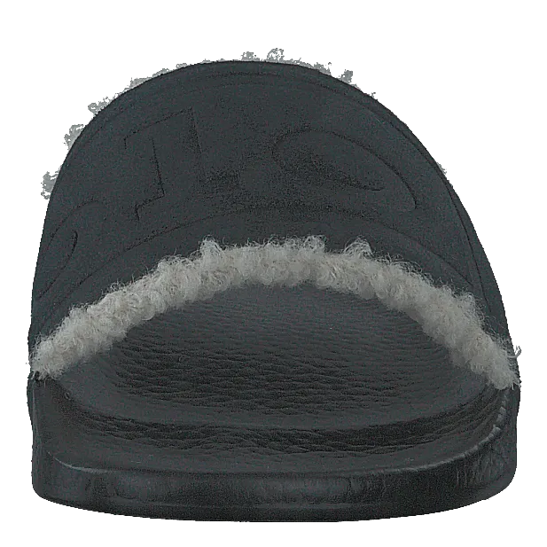 Faux-Shearling–Lined Suede Slide Black