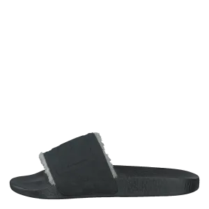 Faux-Shearling–Lined Suede Slide Black