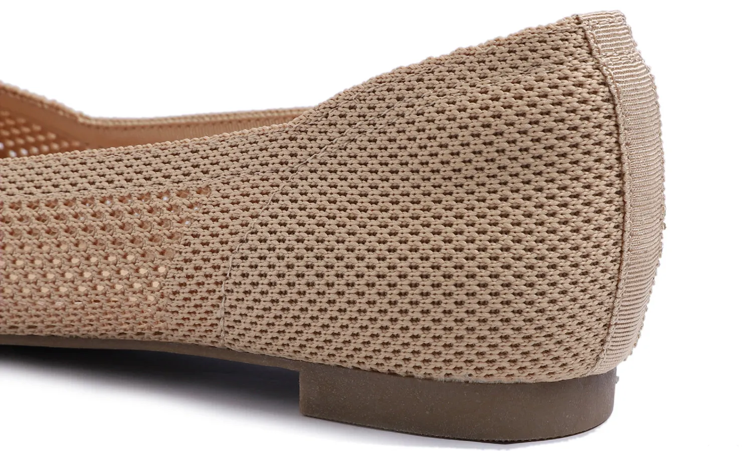 Feversole Women's Woven Fashion Breathable Knit Flat Shoes Pointed Nude Color
