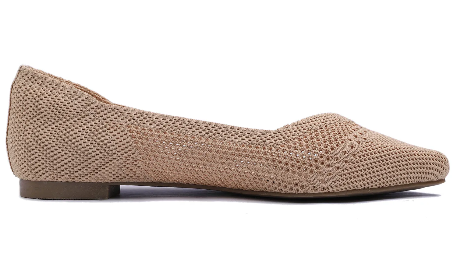 Feversole Women's Woven Fashion Breathable Knit Flat Shoes Pointed Nude Color