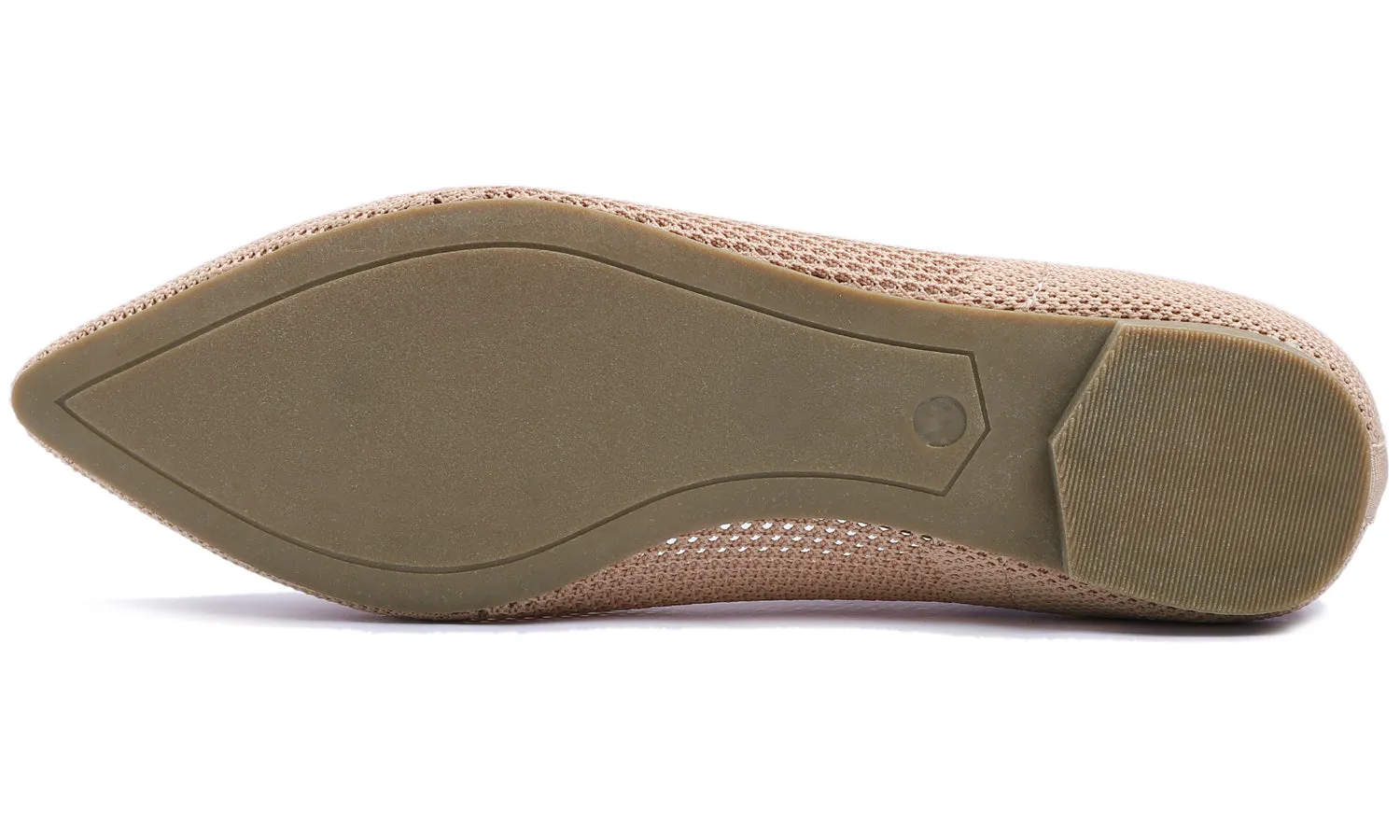 Feversole Women's Woven Fashion Breathable Knit Flat Shoes Pointed Nude Color