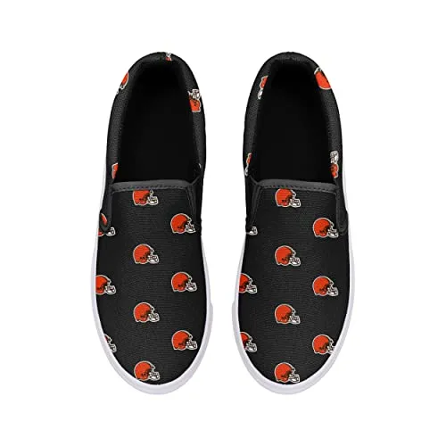 FOCO Cleveland Browns NFL Womens Repeat Logo Slip On Canvas Shoe