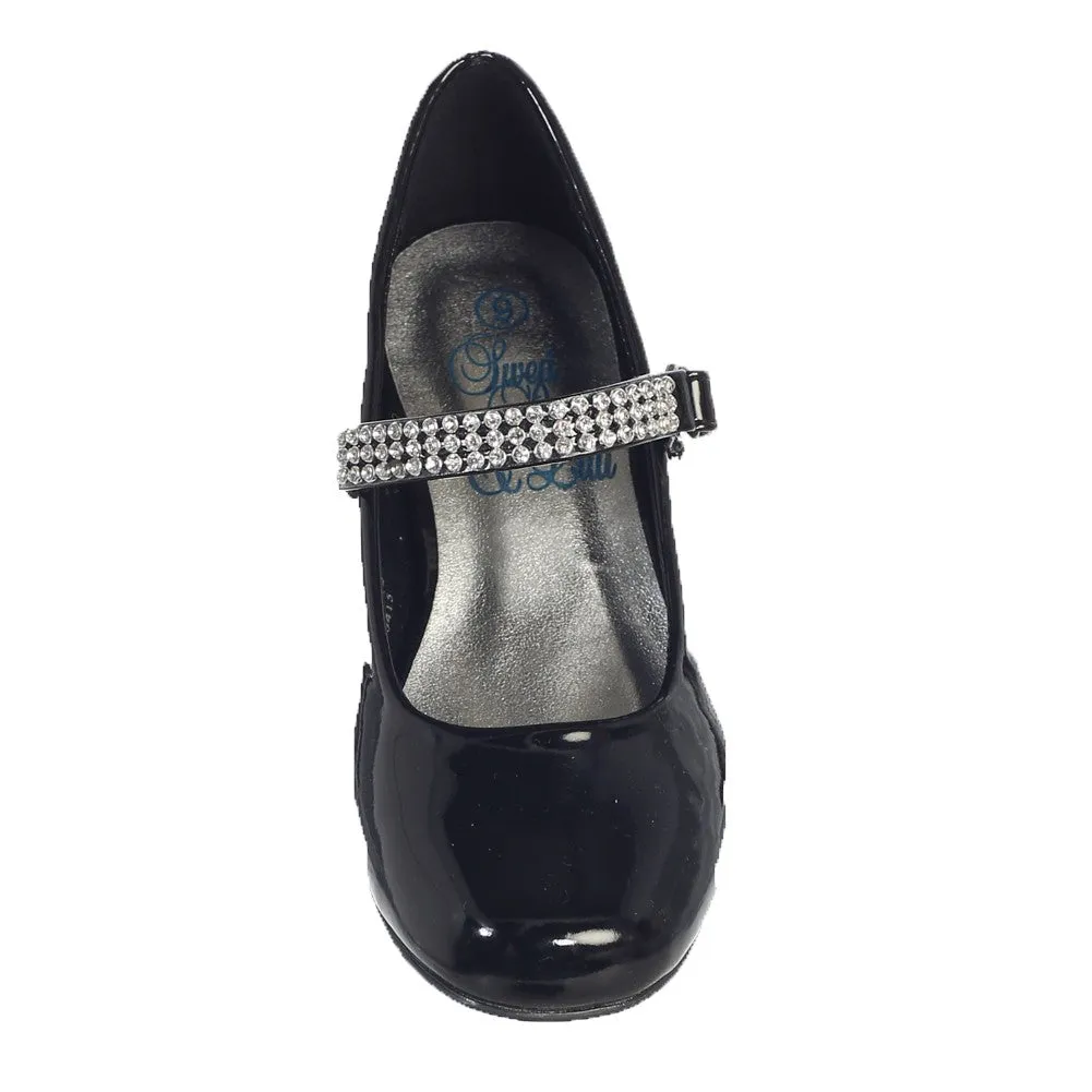 Girls Black Rhinestone Strap Mia Occasion Dress Shoes 9 Toddler-4 Kids