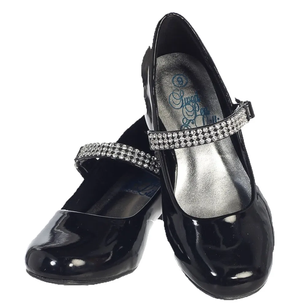 Girls Black Rhinestone Strap Mia Occasion Dress Shoes 9 Toddler-4 Kids
