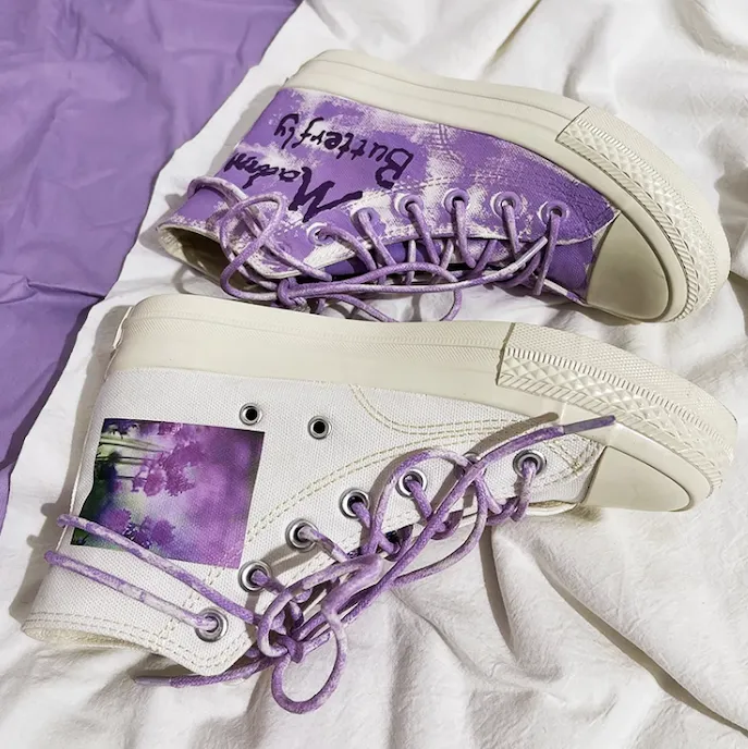 Harajuku Aesthetics Lavender High-Top Canvas Shoes