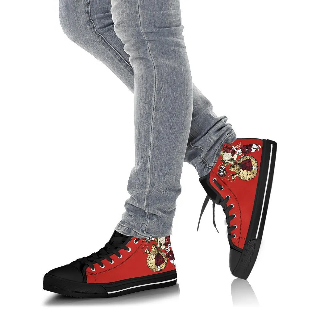 High Top Sneakers - Alice in Wonderland Gifts #32 Black/Red | Birthday Gifts, Gift Idea, Custom Sneakers Women, Custom Women's Sneakers
