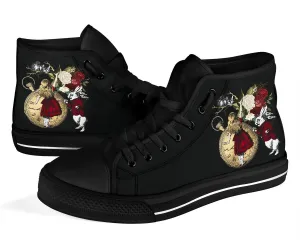 High Top Sneakers - Alice in Wonderland Gifts #32 Black/Red | Birthday Gifts, Gift Idea, Custom Sneakers Women, Custom Women's Sneakers