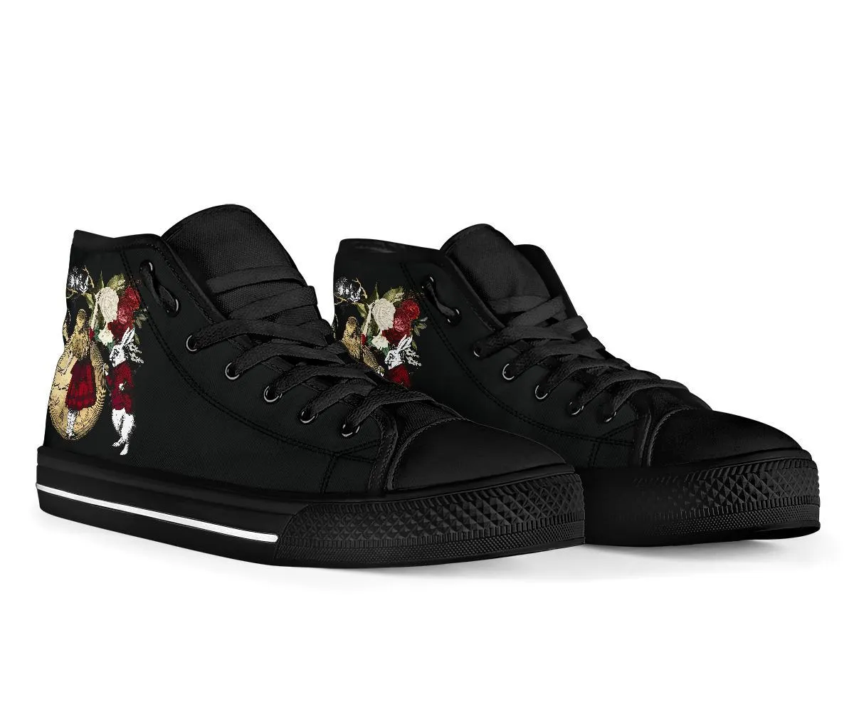 High Top Sneakers - Alice in Wonderland Gifts #32 Black/Red | Birthday Gifts, Gift Idea, Custom Sneakers Women, Custom Women's Sneakers