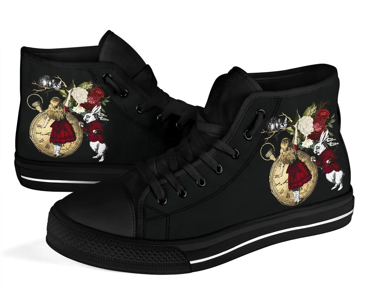 High Top Sneakers - Alice in Wonderland Gifts #32 Black/Red | Birthday Gifts, Gift Idea, Custom Sneakers Women, Custom Women's Sneakers