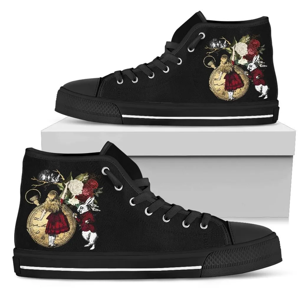 High Top Sneakers - Alice in Wonderland Gifts #32 Black/Red | Birthday Gifts, Gift Idea, Custom Sneakers Women, Custom Women's Sneakers