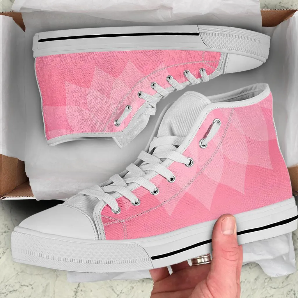 High Top Sneakers - Blush Pink Graphic | Custom High Top Shoes, Patterned High Top Sneakers, High Top Sneakers for Women