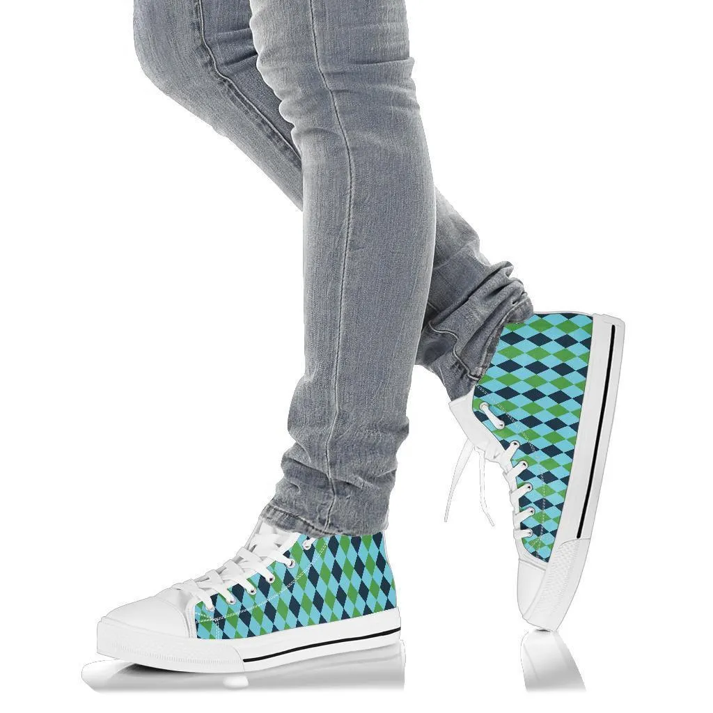 High Top Sneakers - Diamonds | Custom High Top Shoes, Patterned High Top Sneakers, High Top Sneakers for Women, Unisex Shoes