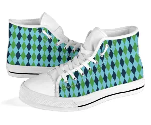 High Top Sneakers - Diamonds | Custom High Top Shoes, Patterned High Top Sneakers, High Top Sneakers for Women, Unisex Shoes