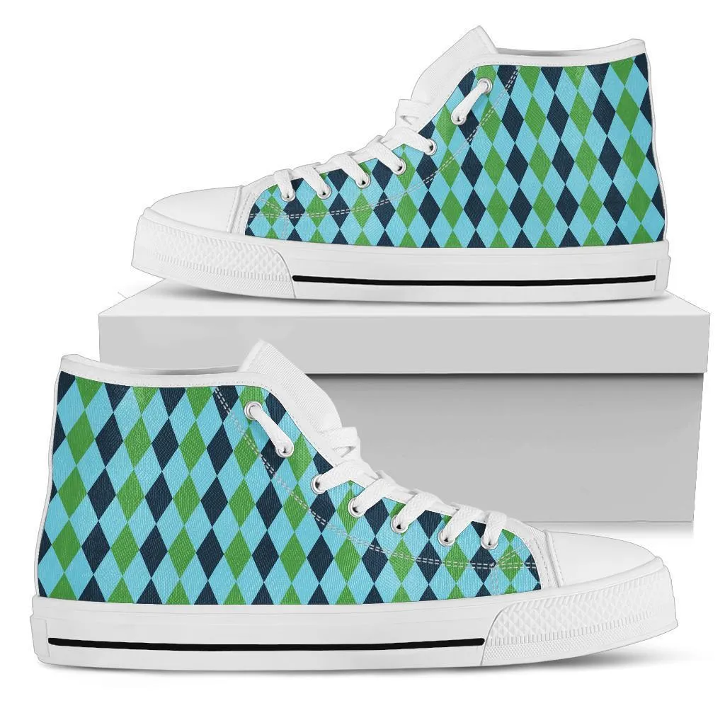 High Top Sneakers - Diamonds | Custom High Top Shoes, Patterned High Top Sneakers, High Top Sneakers for Women, Unisex Shoes