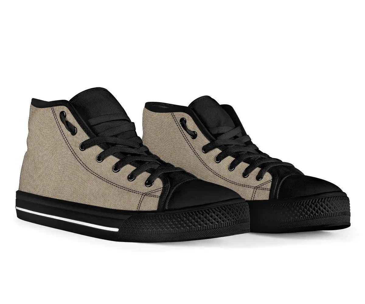 High Top Sneakers - Khaki (Black) | Custom High Top Shoes, Patterned High Top Sneakers, High Top Sneakers for Women, Unisex Shoes