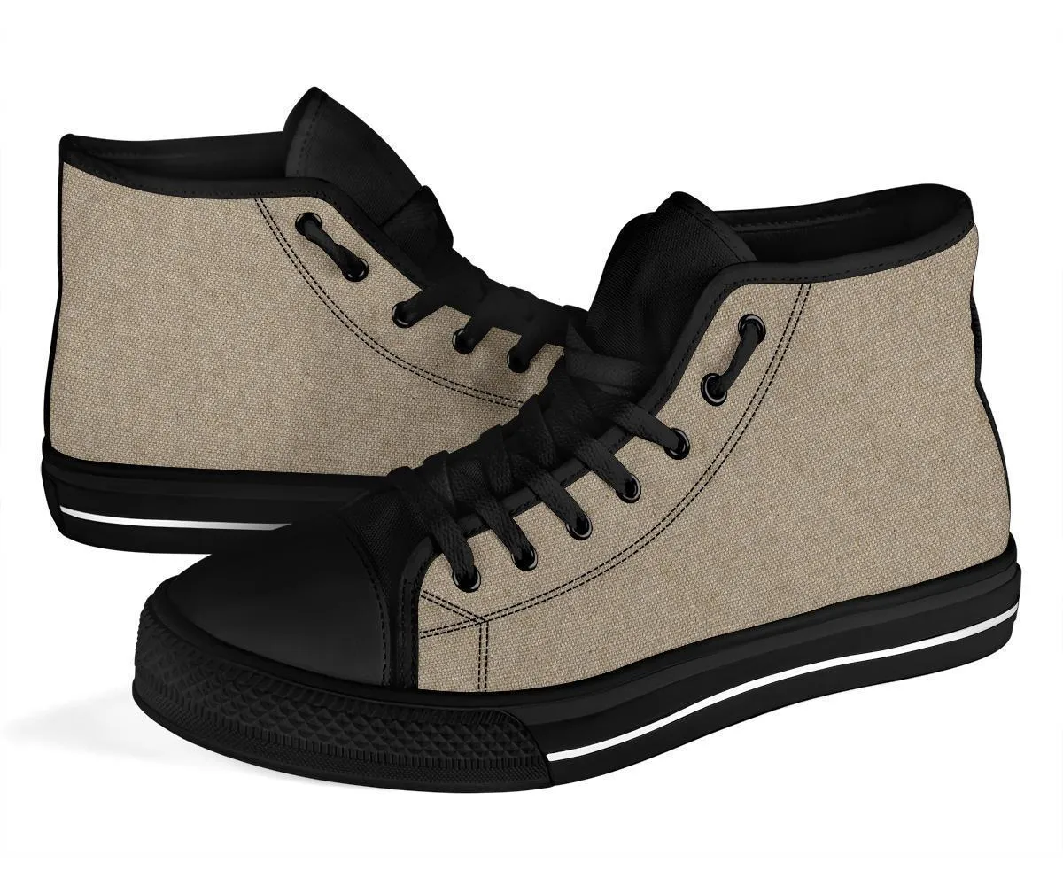 High Top Sneakers - Khaki (Black) | Custom High Top Shoes, Patterned High Top Sneakers, High Top Sneakers for Women, Unisex Shoes