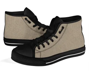 High Top Sneakers - Khaki (Black) | Custom High Top Shoes, Patterned High Top Sneakers, High Top Sneakers for Women, Unisex Shoes