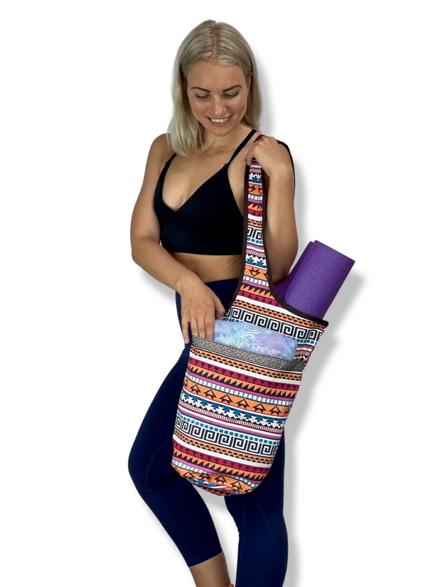 JupiterGear Yoga Mat Carrying Tote Bag with Large Size Pockets | Multipurpose and Fit Most Size Mats