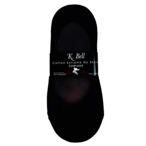 K BELL SOCKS EXTREME NO SHOW SOCKS 2 PACK BLACK