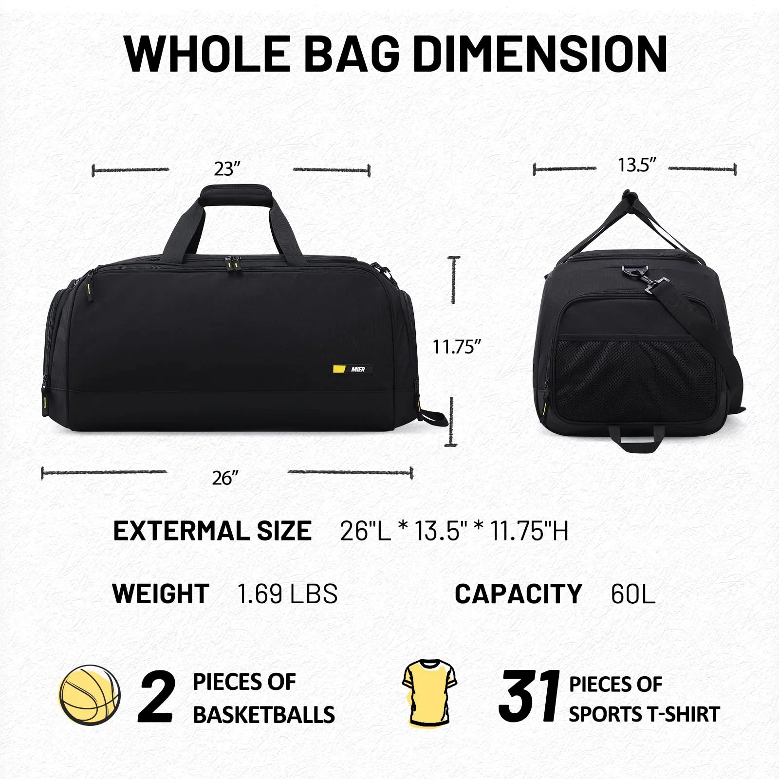 Large Gym Duffle Bags for Men with Shoe Compartment